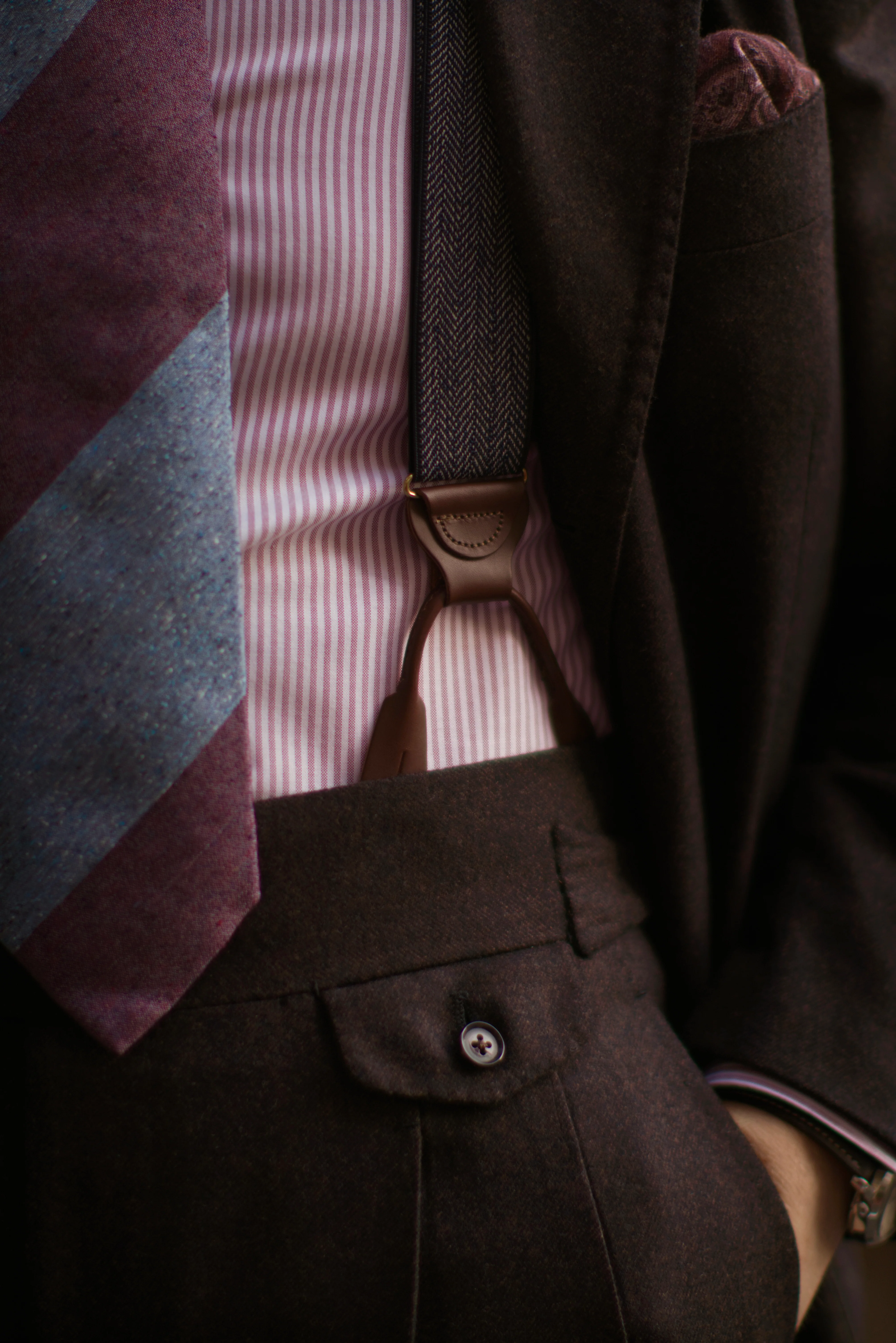 Amsterdam Herringbone Maroon Suspenders - Image 3